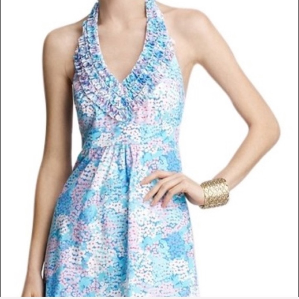 Lilly Pulitzer Lillian Dot Dot Hop Halter Dress, 0